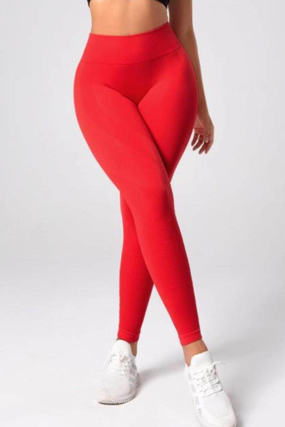 High Waistband Long Active Pants Red / S