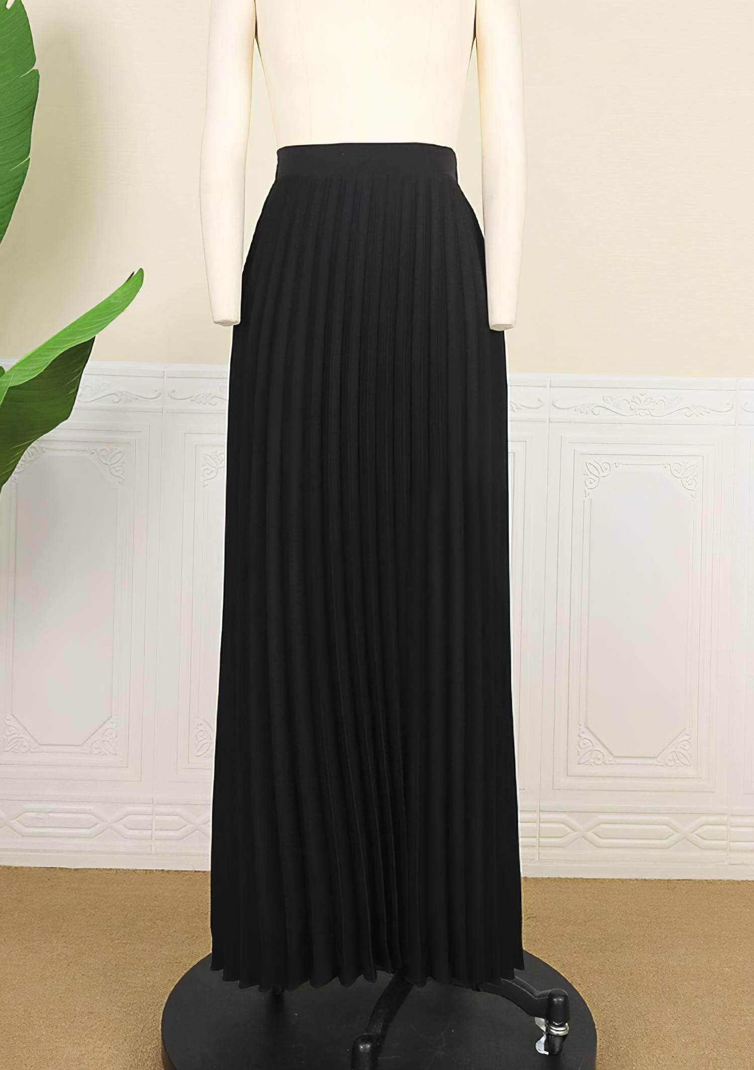 High Waisted Long Maxi Pleated Skirt