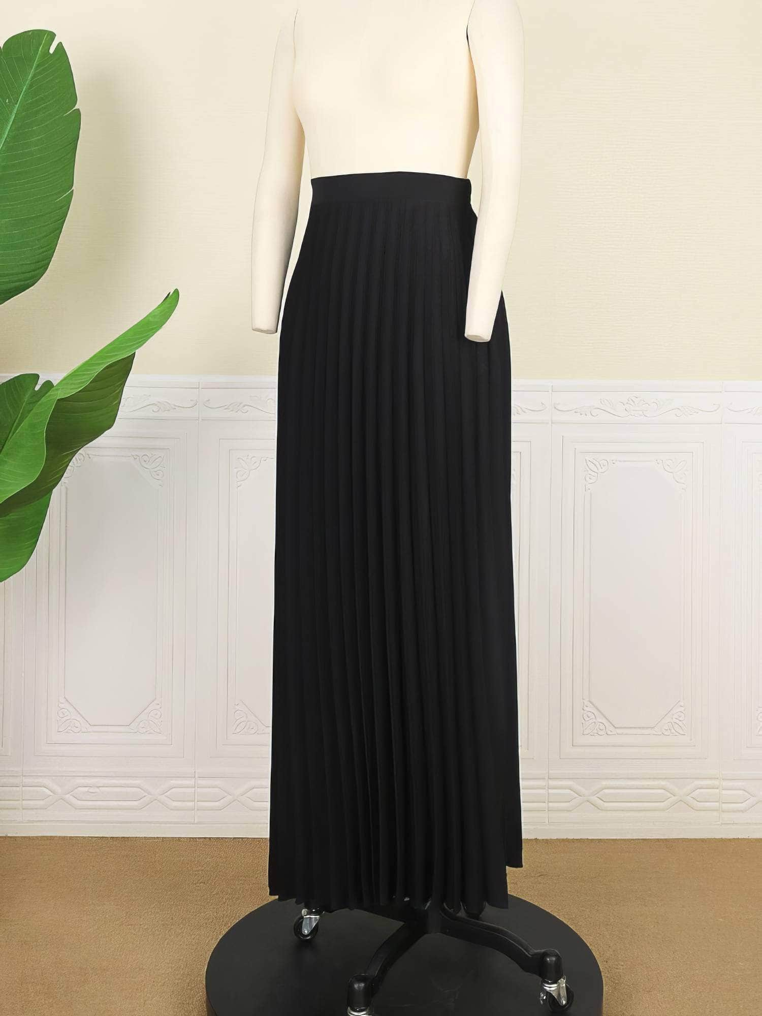 High Waisted Long Maxi Pleated Skirt