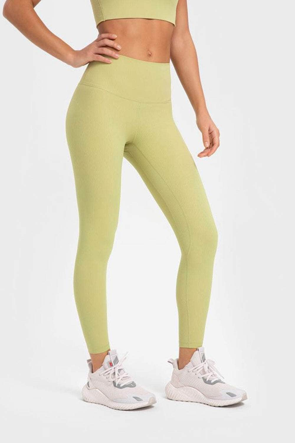 Highly Stretchy Wide Waistband Yoga Leggings Lemon / 4