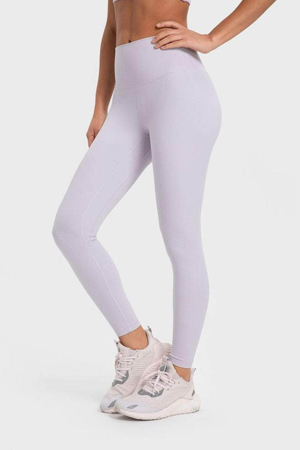 Highly Stretchy Wide Waistband Yoga Leggings Lilac / 4