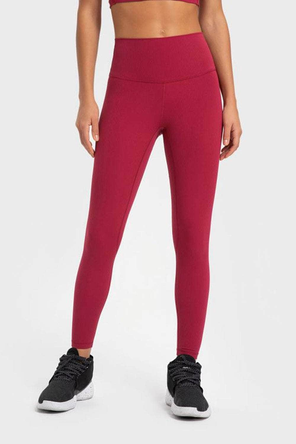 Highly Stretchy Wide Waistband Yoga Leggings Red / 4