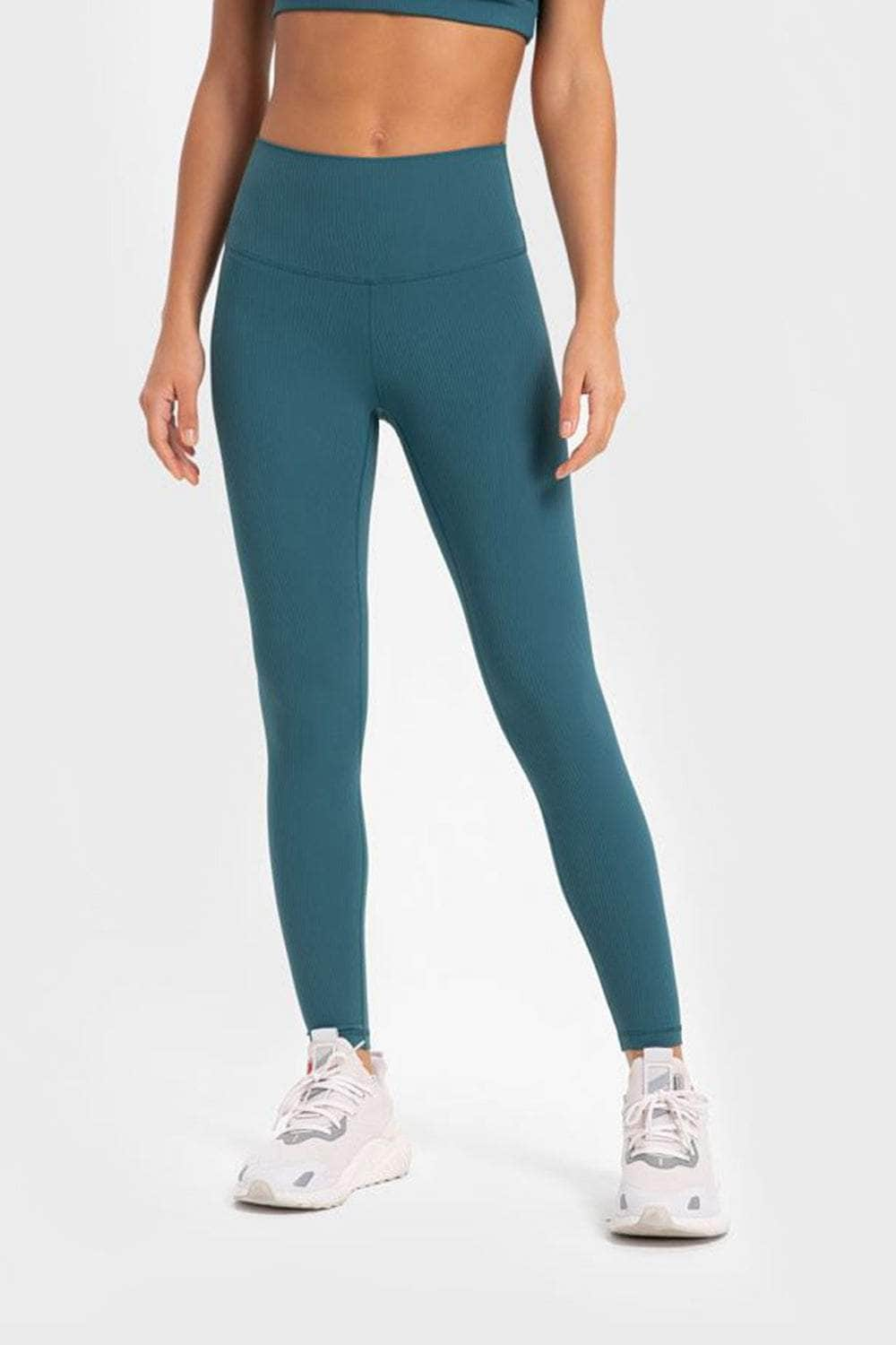 Highly Stretchy Wide Waistband Yoga Leggings Teal / 4