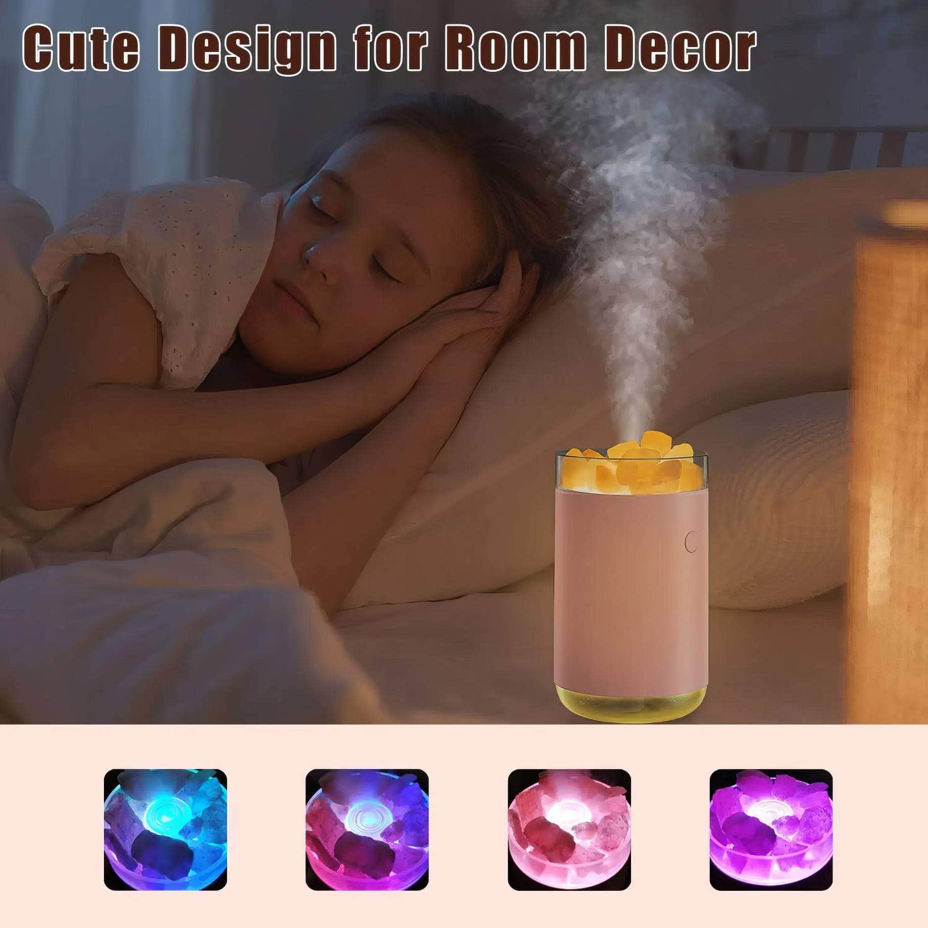 Himalayan Salt Lamp Humidifier - Cute Cool Mist, Ultra Quiet Operation, Mini Desk Air Humidifiers for Room Decor and Gifts