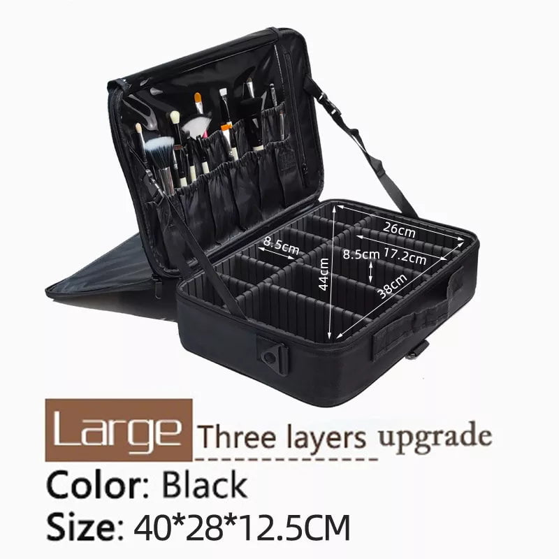 Hot-selling Professional Women's Travel Makeup Case - New Upgrade Large Capacity Cosmetic Bag_ Large 3LayerV2 black
