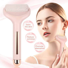 Ice Face Roller Massager: Skin Lifting, Face & Body Massage, Neck Tightening, Anti-wrinkles, Pain Relief pink with box