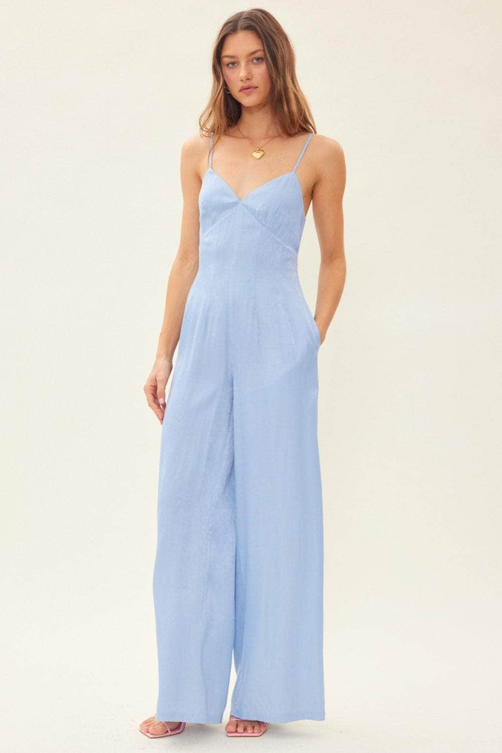 Idem Ditto Drawstring Back Sleeveless Wide Leg Jumpsuit