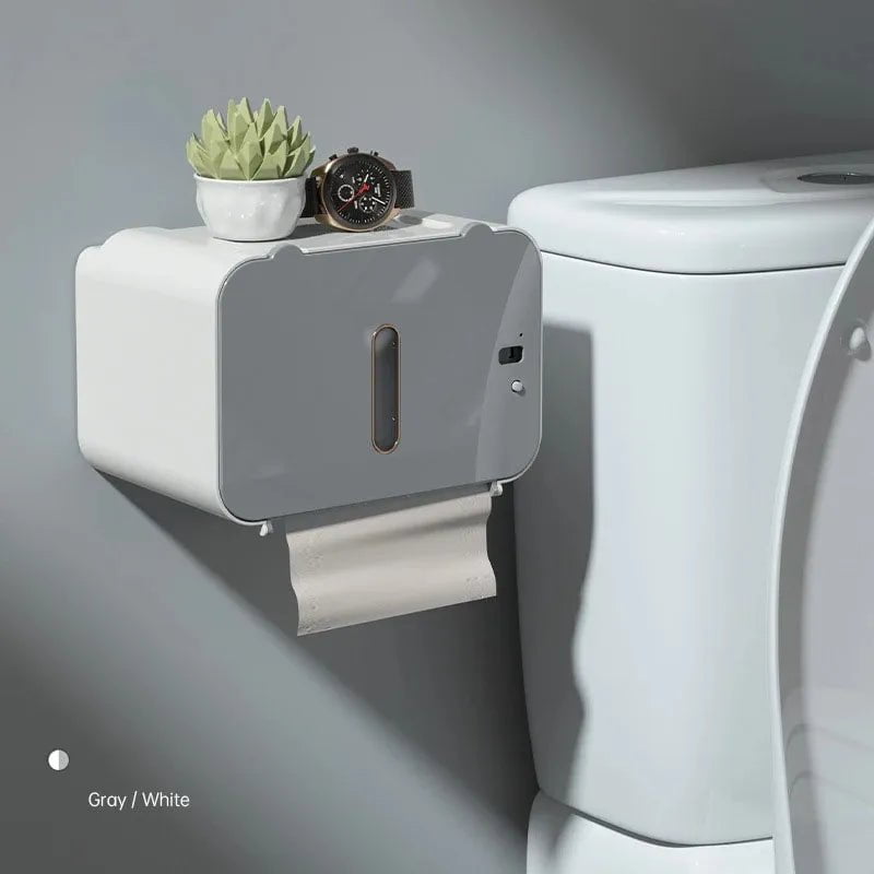 Induction Toilet Paper Holder Shelf - Automatic Paper Out, Wall-Mounted WC Paper Rack, Bathroom Accessories