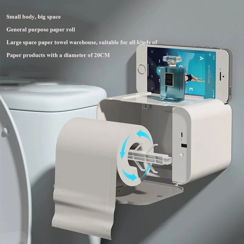 Induction Toilet Paper Holder Shelf - Automatic Paper Out, Wall-Mounted WC Paper Rack, Bathroom Accessories