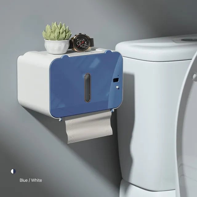 Induction Toilet Paper Holder Shelf - Automatic Paper Out, Wall-Mounted WC Paper Rack, Bathroom Accessories Automatic Blue