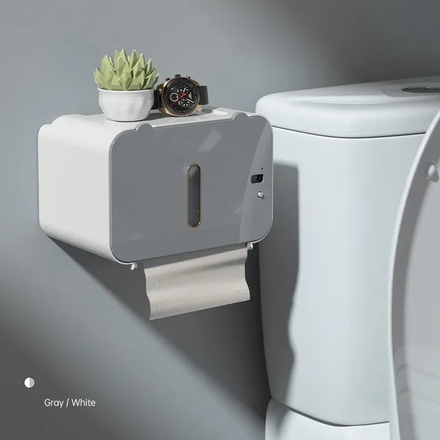 Induction Toilet Paper Holder Shelf - Automatic Paper Out, Wall-Mounted WC Paper Rack, Bathroom Accessories Automatic Gray