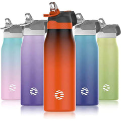 Insulated Water Bottle with Straw Lid - Double Wall Thermos, Stainless Steel, Keeps Hot and Cold for School, Sports, Travel