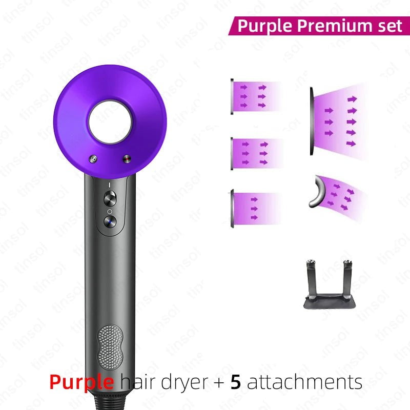 Ionic Hair Dryer - High-Speed 110,000rpm, Negative Ion Hair Care, Professional Styler purple 5 accessories / us