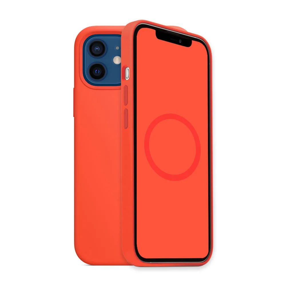 iPhone 12 Pro Max/12 Mini Liquid Silicone Case with MagSafe, Wireless Charging, and Drop Protection Electric Orange / for iPhone12