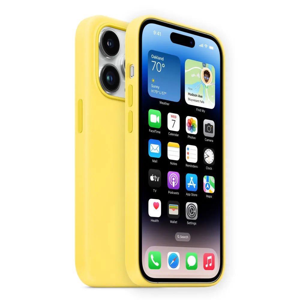 iPhone 14 Pro Max Original Apple Silicone Case with MagSafe - Wireless Magnetic Charging Cover for iPhone 14 Plus Canary Yellow / for iphone14 (6.1")