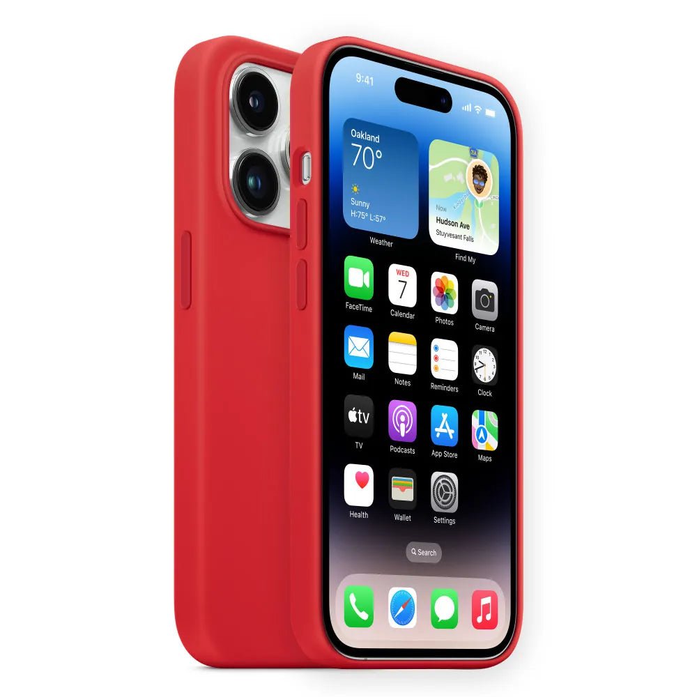 iPhone 14 Pro Max Original Apple Silicone Case with MagSafe - Wireless Magnetic Charging Cover for iPhone 14 Plus Red / for iphone14 (6.1")