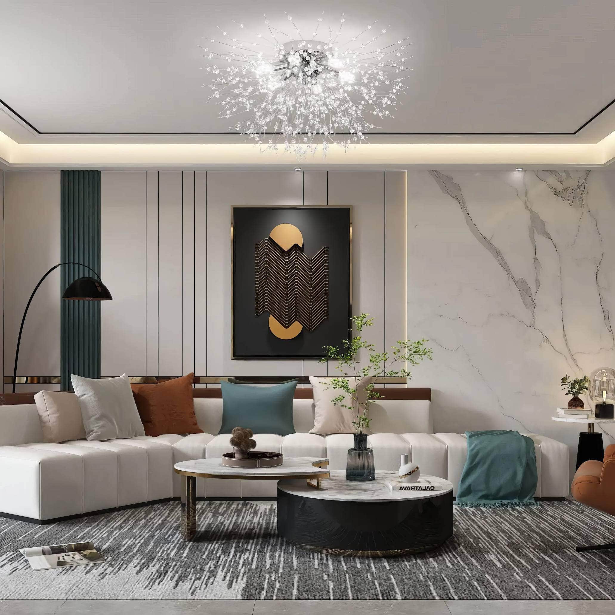 IRALAN Lustre LED Ceiling Lighting: Dandelion Chandelier for Dining and Living Room, Art Crystal Lamps - Home Decor Lights
