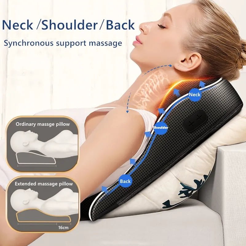 Jinkairui Electric Shiatsu Neck Massager with Heating, Vibrating Massage Device - Cervical Traction, Body, Car Back Pillow