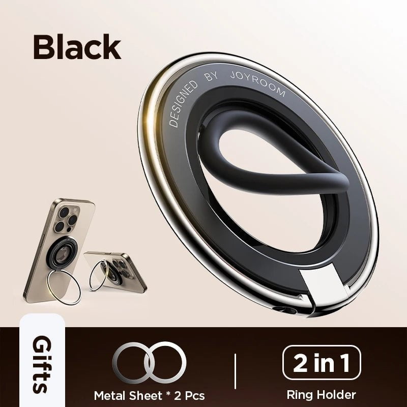 Joyroom Ring Phone Holder Colorful Magnetic Kickstand Silicone Ring Magnetic Phone Grip Holder Stand For iPhone 15 14 13 12 Pro Black / Russian Federation