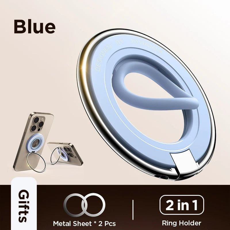 Joyroom Ring Phone Holder Colorful Magnetic Kickstand Silicone Ring Magnetic Phone Grip Holder Stand For iPhone 15 14 13 12 Pro Blue / Russian Federation