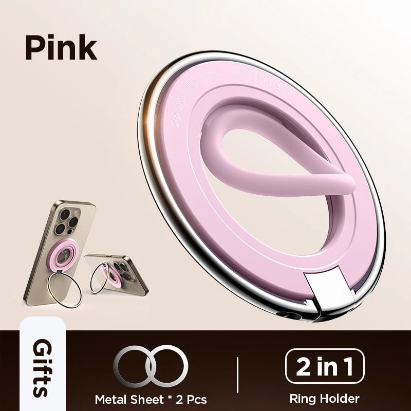 Joyroom Ring Phone Holder Colorful Magnetic Kickstand Silicone Ring Magnetic Phone Grip Holder Stand For iPhone 15 14 13 12 Pro Pink / Russian Federation