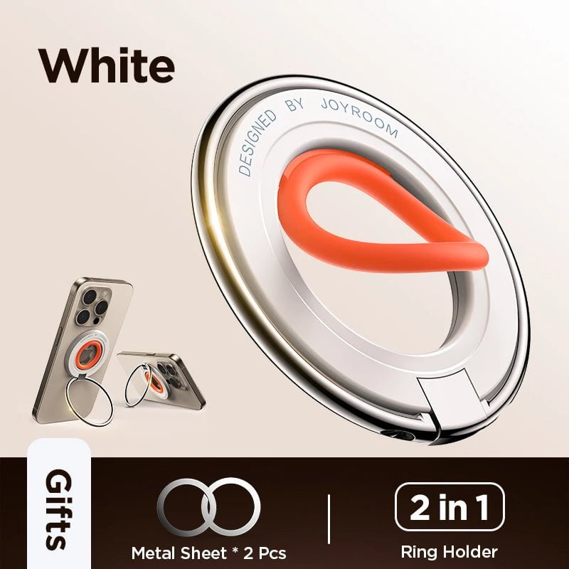 Joyroom Ring Phone Holder Colorful Magnetic Kickstand Silicone Ring Magnetic Phone Grip Holder Stand For iPhone 15 14 13 12 Pro White / Russian Federation