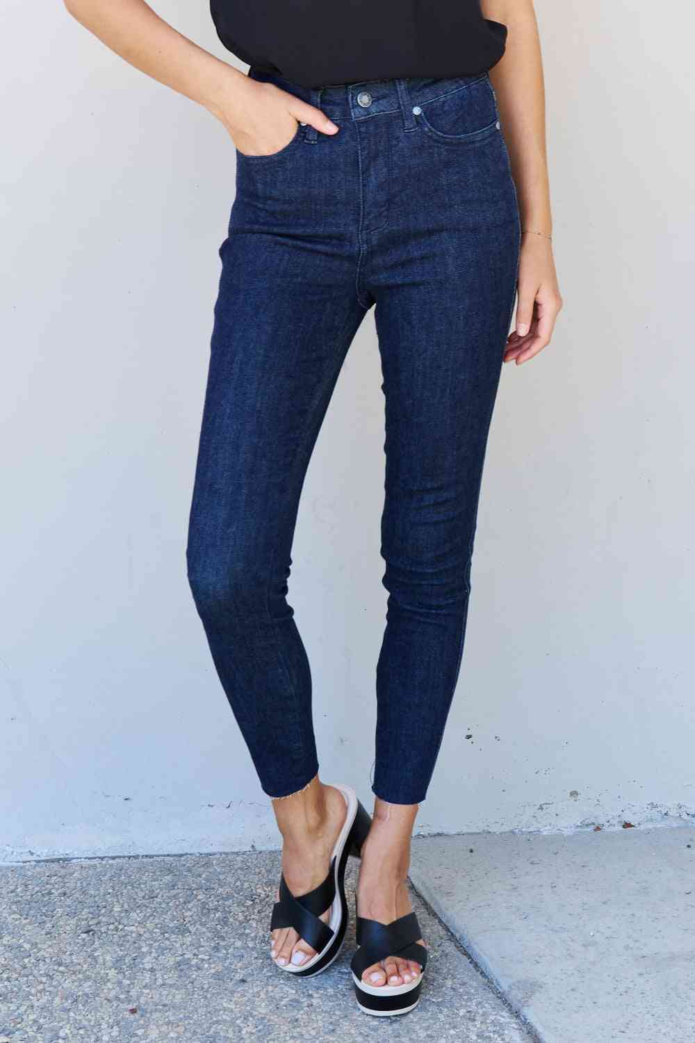 Judy Blue Esme Full Size Tummy Control High Waist Skinny Jeans Dark / 0(24)