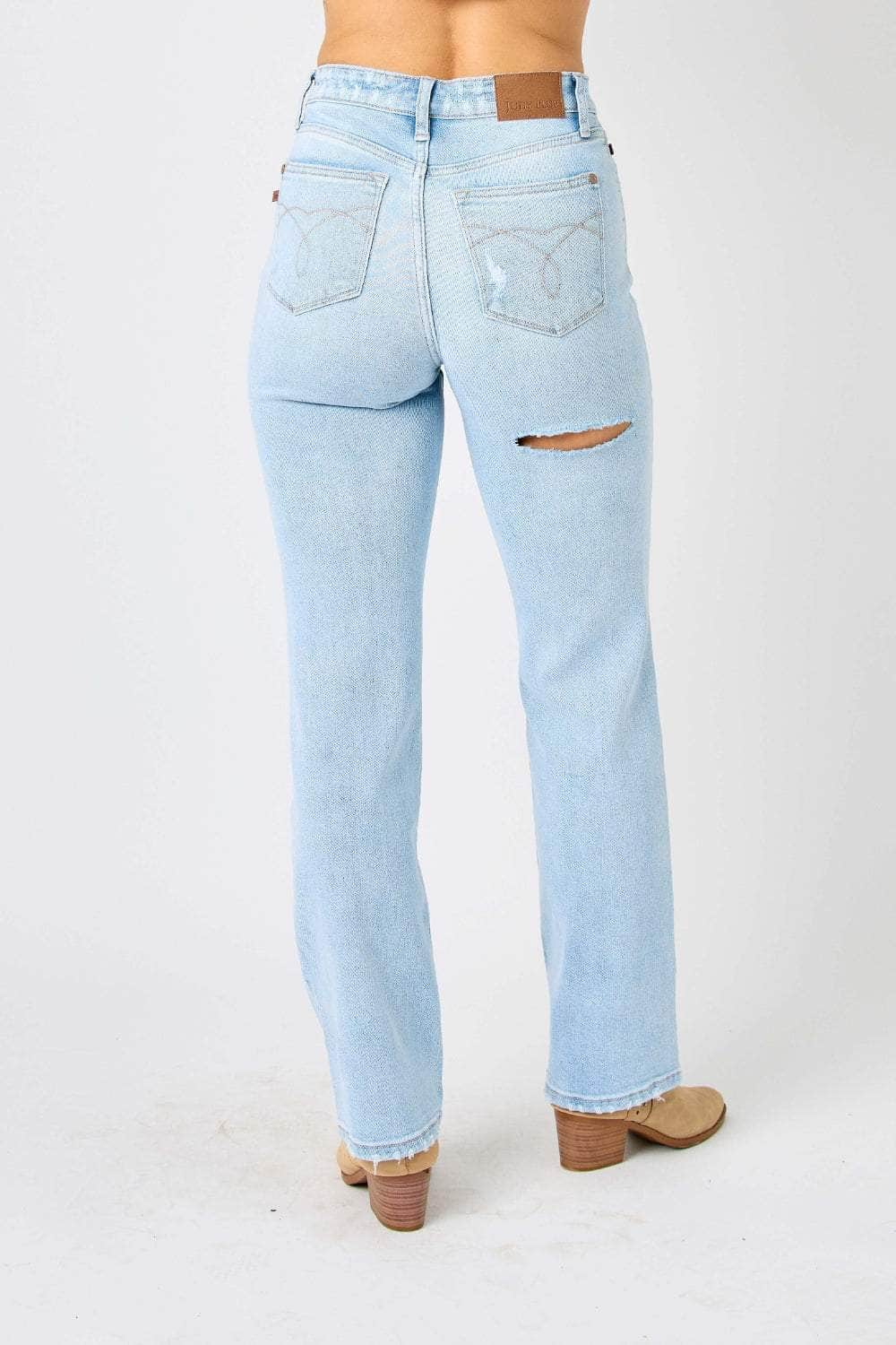 Judy Blue Full Size High Waist Distressed Straight Jeans