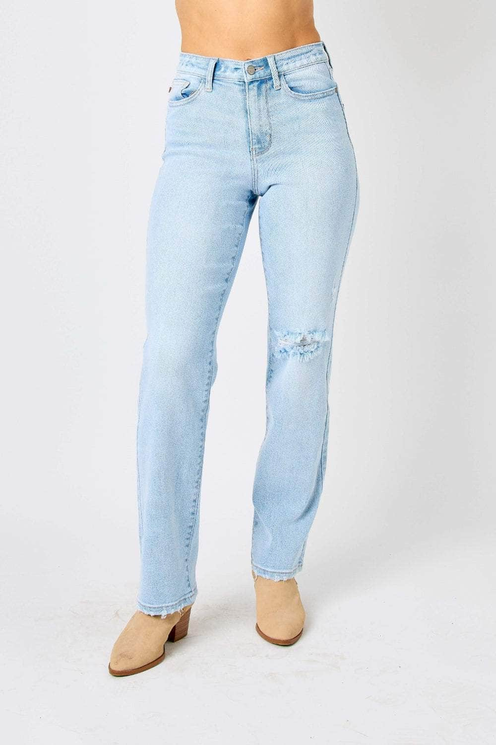 Judy Blue Full Size High Waist Distressed Straight Jeans