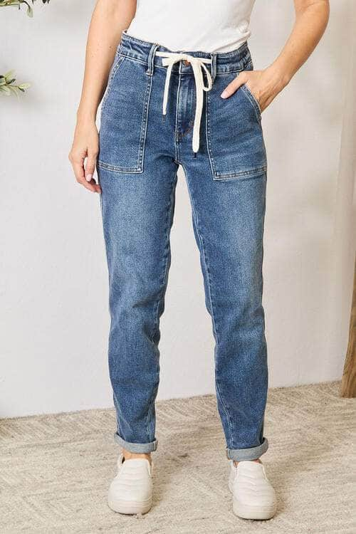 Judy Blue Full Size High Waist Drawstring Denim Jeans Medium / 0(24)