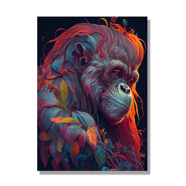 Jungle Animals Canvas Poster: Lion, Leopard, Ape L / 20x30cm No Framed