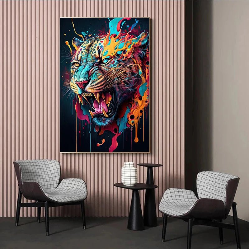 Jungle Animals Canvas Poster: Lion, Leopard, Ape - Modern Classical Decor for Living Room