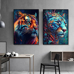 Jungle Animals Canvas Poster: Lion, Leopard, Ape - Modern Classical Decor for Living Room