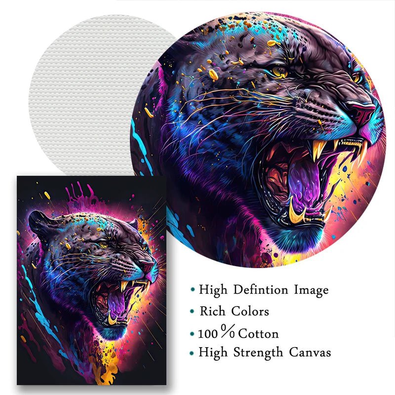 Jungle Animals Canvas Poster: Lion, Leopard, Ape - Modern Classical Decor for Living Room