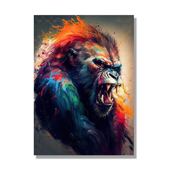 Jungle Animals Canvas Poster: Lion, Leopard, Ape - Modern Classical Decor for Living Room D / 20x30cm No Framed
