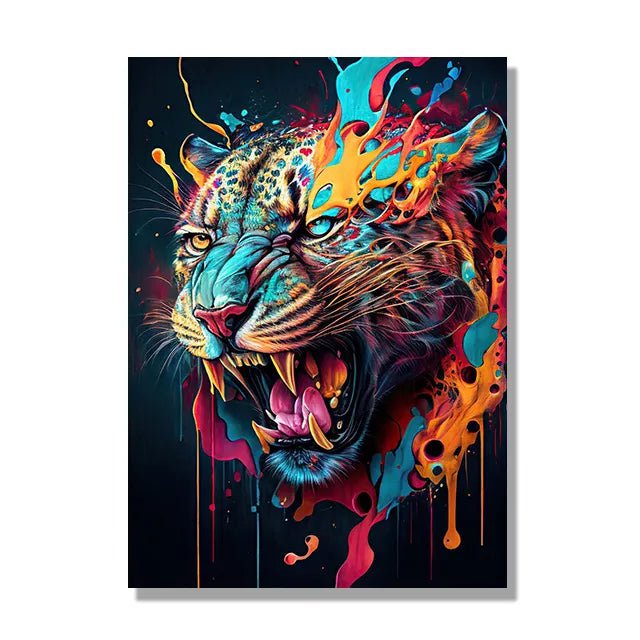 Jungle Animals Canvas Poster: Lion, Leopard, Ape - Modern Classical Decor for Living Room K / 20x30cm No Framed