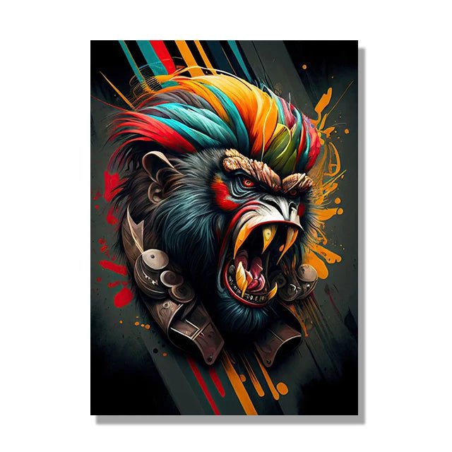 Jungle Animals Canvas Poster: Lion, Leopard, Ape - Modern Classical Decor for Living Room R / 20x30cm No Framed