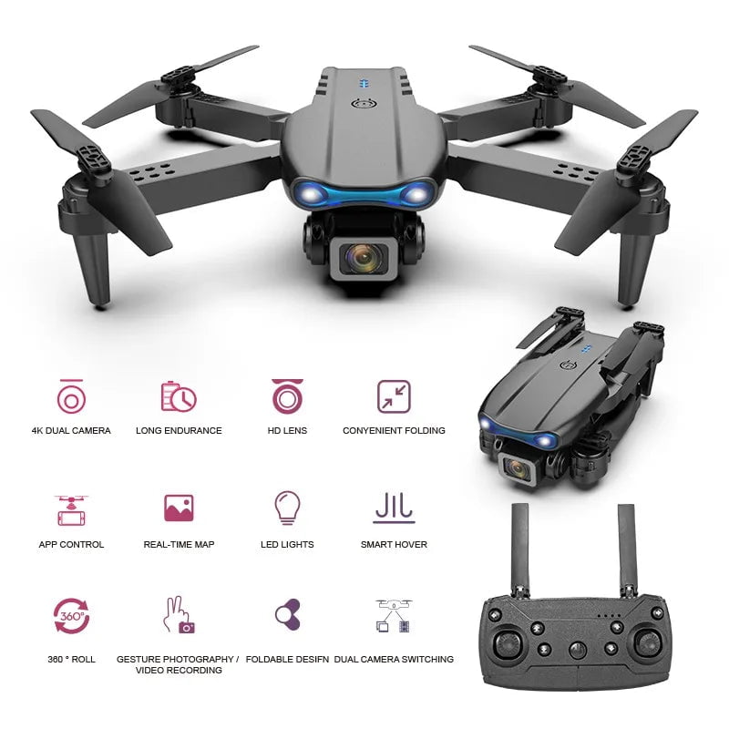 K3 E99 Pro Mini Drone HD Camera - WIFI FPV - Three-sided Obstacle Avoidance - Foldable RC Quadcopter