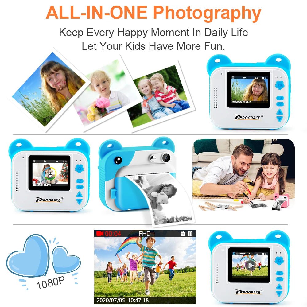 Kid Instant Print Camera - Thermal Printing, Kids Digital Instant Photo Camera, Video, Kids Toys Camera for Children