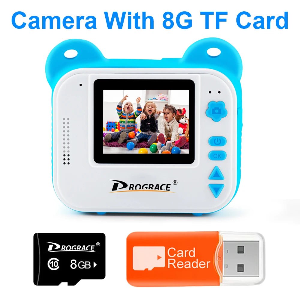 Kid Instant Print Camera - Thermal Printing, Kids Digital Instant Photo Camera, Video, Kids Toys Camera for Children 8G Card Blue Camera