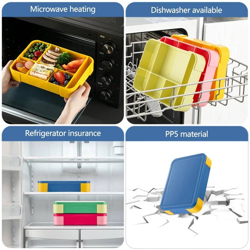 Kid's Sealed Compartment Lunch Boxes - Ideal for Children, Students, Work, and Microwave Heating