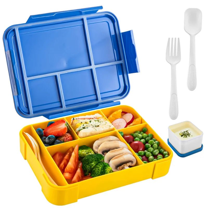 Kid's Sealed Compartment Lunch Boxes - Ideal for Children, Students, Work, and Microwave Heating Blue