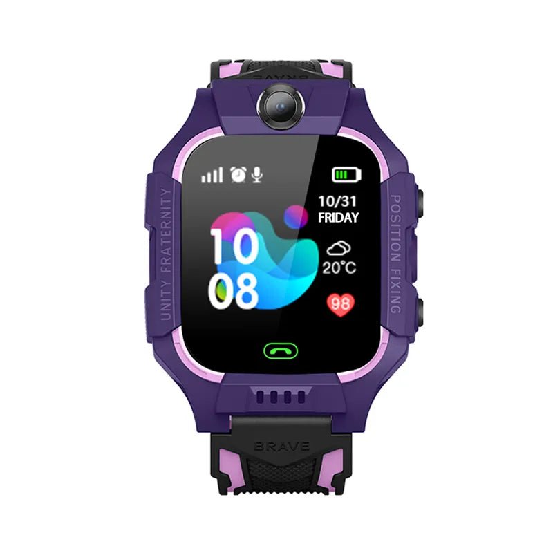 Kids GPS Tracker Watch: HD Call Dial, SOS Emergency Alarm, Waterproof, Camera Purple