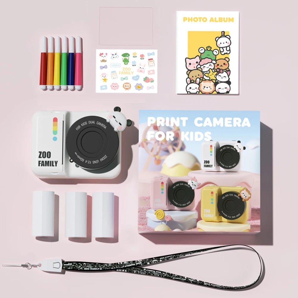 Kids Instant Print Camera - 3.0 Inch Screen, WIFI HD Digital Camera with 48MP Dual Lens, Thermal Photo Paper, Children Birthday Gift White B