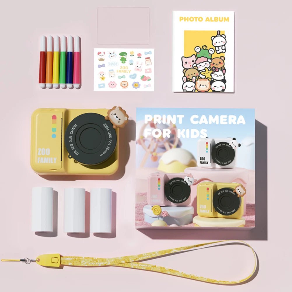 Kids Instant Print Camera - 3.0 Inch Screen, WIFI HD Digital Camera with 48MP Dual Lens, Thermal Photo Paper, Children Birthday Gift Yellow C