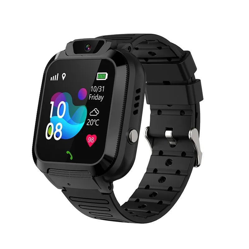 Kids Smart Watch: Sim Card Call, LBS Tracker Location, SOS, Camera, Voice Chat, Waterproof - Smartwatch for Children, Gift for Boys and Girls Black