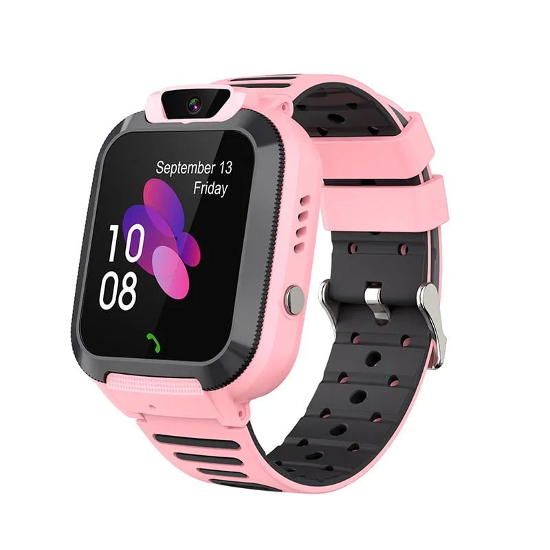 Kids Smart Watch: Sim Card Call, LBS Tracker, SOS, Camera, Voice Chat Pink