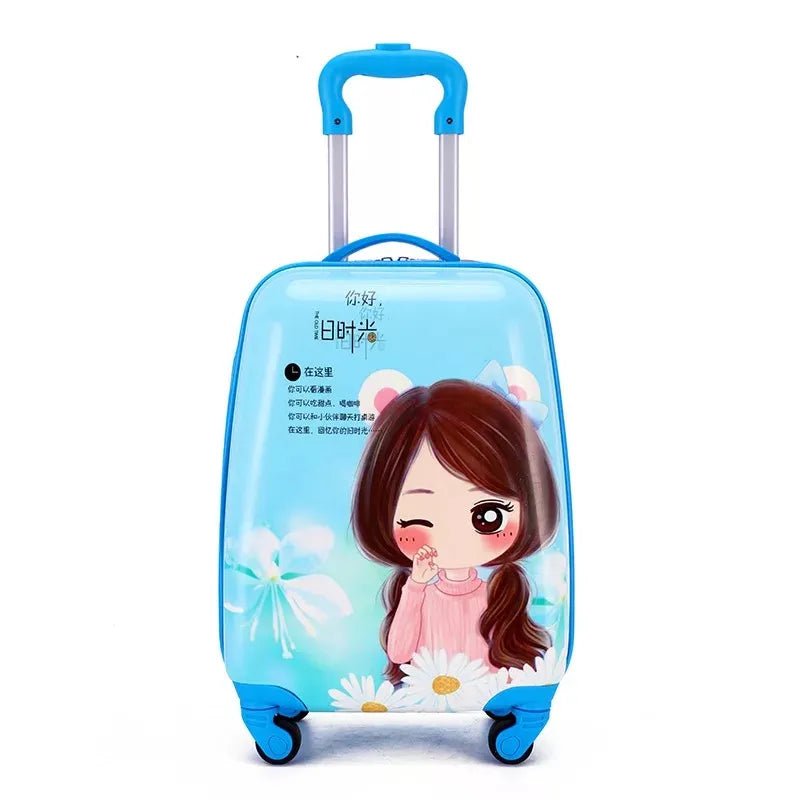 Kids Travel Suitcase - 16''18inch Carry-Ons, Trolley Case for Girls and Boys, Gift Cabin Rolling Luggage Spinner, Cute Cartoon