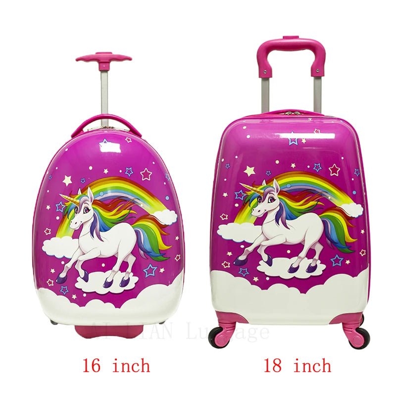 Kids Travel Suitcase - 16''18inch Carry-Ons, Trolley Case for Girls and Boys, Gift Cabin Rolling Luggage Spinner, Cute Cartoon Red white horse / 16" / CHINA