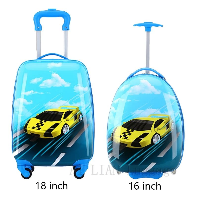 Kids Travel Suitcase - 16''18inch Carry-Ons, Trolley Case for Girls and Boys, Gift Cabin Rolling Luggage Spinner, Cute Cartoon yellow car / 16" / CHINA